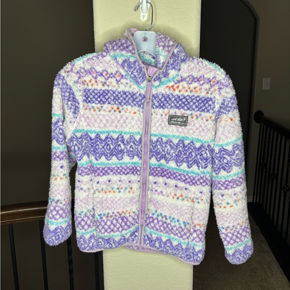 Eddie Bauer KIDS QUEST FLEECE PLUSH HOODED JACKET Size M 10/12
